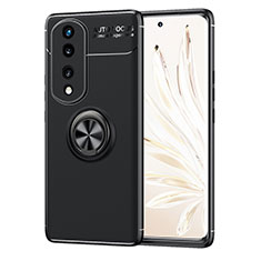 Funda Silicona Carcasa Ultrafina Goma con Magnetico Anillo de dedo Soporte SD1 para Huawei Honor 70 Pro+ Plus 5G Negro