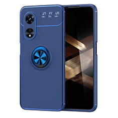 Funda Silicona Carcasa Ultrafina Goma con Magnetico Anillo de dedo Soporte SD1 para Huawei Honor X5 Plus Azul