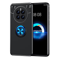 Funda Silicona Carcasa Ultrafina Goma con Magnetico Anillo de dedo Soporte SD1 para Huawei Mate 50 Azul y Negro