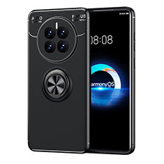 Funda Silicona Carcasa Ultrafina Goma con Magnetico Anillo de dedo Soporte SD1 para Huawei Mate 50 Negro