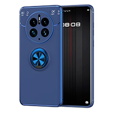 Funda Silicona Carcasa Ultrafina Goma con Magnetico Anillo de dedo Soporte SD1 para Huawei Mate 50 Pro Azul