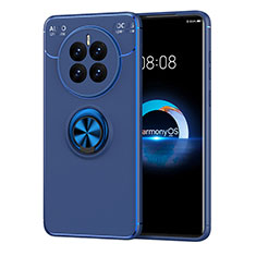 Funda Silicona Carcasa Ultrafina Goma con Magnetico Anillo de dedo Soporte SD1 para Huawei Mate 50E Azul