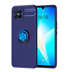 Funda Silicona Carcasa Ultrafina Goma con Magnetico Anillo de dedo Soporte SD1 para Huawei Nova 8 SE 4G Azul