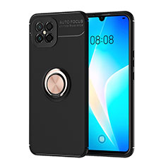 Funda Silicona Carcasa Ultrafina Goma con Magnetico Anillo de dedo Soporte SD1 para Huawei Nova 8 SE 4G Oro y Negro