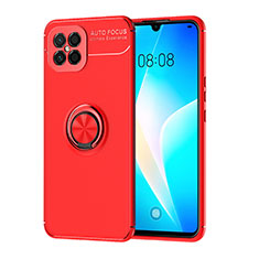 Funda Silicona Carcasa Ultrafina Goma con Magnetico Anillo de dedo Soporte SD1 para Huawei Nova 8 SE 4G Rojo