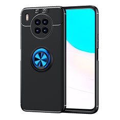 Funda Silicona Carcasa Ultrafina Goma con Magnetico Anillo de dedo Soporte SD1 para Huawei Nova 8i Azul y Negro