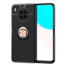 Funda Silicona Carcasa Ultrafina Goma con Magnetico Anillo de dedo Soporte SD1 para Huawei Nova 8i Oro y Negro