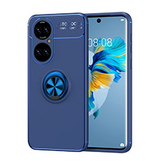 Funda Silicona Carcasa Ultrafina Goma con Magnetico Anillo de dedo Soporte SD1 para Huawei P50 Azul