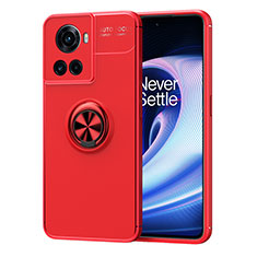 Funda Silicona Carcasa Ultrafina Goma con Magnetico Anillo de dedo Soporte SD1 para OnePlus 10R 5G Rojo