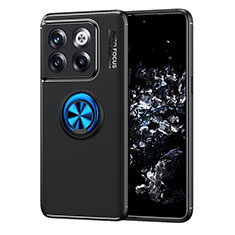 Funda Silicona Carcasa Ultrafina Goma con Magnetico Anillo de dedo Soporte SD1 para OnePlus 10T 5G Azul y Negro