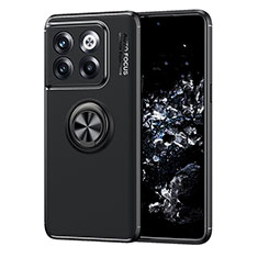 Funda Silicona Carcasa Ultrafina Goma con Magnetico Anillo de dedo Soporte SD1 para OnePlus 10T 5G Negro