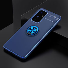 Funda Silicona Carcasa Ultrafina Goma con Magnetico Anillo de dedo Soporte SD1 para OnePlus 9 5G Azul