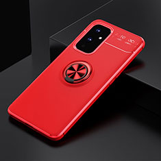 Funda Silicona Carcasa Ultrafina Goma con Magnetico Anillo de dedo Soporte SD1 para OnePlus 9 5G Rojo