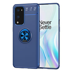 Funda Silicona Carcasa Ultrafina Goma con Magnetico Anillo de dedo Soporte SD1 para OnePlus 9 Pro 5G Azul