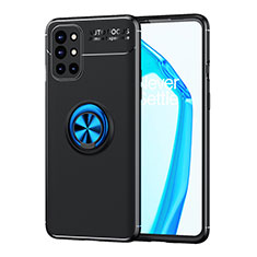 Funda Silicona Carcasa Ultrafina Goma con Magnetico Anillo de dedo Soporte SD1 para OnePlus 9R 5G Azul y Negro