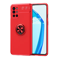 Funda Silicona Carcasa Ultrafina Goma con Magnetico Anillo de dedo Soporte SD1 para OnePlus 9R 5G Rojo