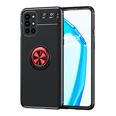 Funda Silicona Carcasa Ultrafina Goma con Magnetico Anillo de dedo Soporte SD1 para OnePlus 9R 5G Rojo y Negro