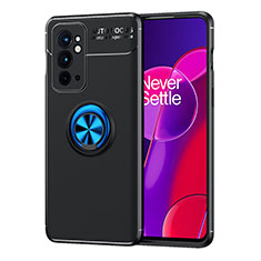 Funda Silicona Carcasa Ultrafina Goma con Magnetico Anillo de dedo Soporte SD1 para OnePlus 9RT 5G Azul y Negro