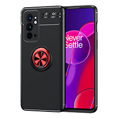 Funda Silicona Carcasa Ultrafina Goma con Magnetico Anillo de dedo Soporte SD1 para OnePlus 9RT 5G Rojo y Negro