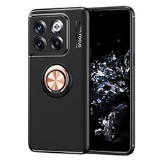 Funda Silicona Carcasa Ultrafina Goma con Magnetico Anillo de dedo Soporte SD1 para OnePlus Ace Pro 5G Oro y Negro