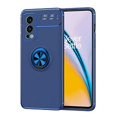 Funda Silicona Carcasa Ultrafina Goma con Magnetico Anillo de dedo Soporte SD1 para OnePlus Nord 2 5G Azul