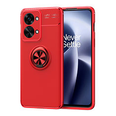 Funda Silicona Carcasa Ultrafina Goma con Magnetico Anillo de dedo Soporte SD1 para OnePlus Nord 2T 5G Rojo