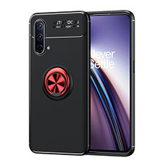 Funda Silicona Carcasa Ultrafina Goma con Magnetico Anillo de dedo Soporte SD1 para OnePlus Nord CE 5G Rojo y Negro