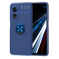 Funda Silicona Carcasa Ultrafina Goma con Magnetico Anillo de dedo Soporte SD1 para Oppo A58 4G Azul