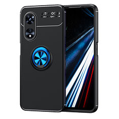 Funda Silicona Carcasa Ultrafina Goma con Magnetico Anillo de dedo Soporte SD1 para Oppo A78 4G Azul y Negro