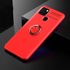 Funda Silicona Carcasa Ultrafina Goma con Magnetico Anillo de dedo Soporte SD1 para Realme C25S Rojo