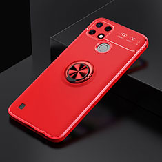 Funda Silicona Carcasa Ultrafina Goma con Magnetico Anillo de dedo Soporte SD1 para Realme C25Y India Rojo