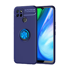 Funda Silicona Carcasa Ultrafina Goma con Magnetico Anillo de dedo Soporte SD1 para Realme Q2i 5G Azul