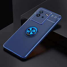 Funda Silicona Carcasa Ultrafina Goma con Magnetico Anillo de dedo Soporte SD1 para Vivo iQOO Neo6 5G Azul