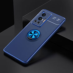 Funda Silicona Carcasa Ultrafina Goma con Magnetico Anillo de dedo Soporte SD1 para Vivo X70 Pro 5G Azul