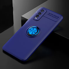 Funda Silicona Carcasa Ultrafina Goma con Magnetico Anillo de dedo Soporte SD1 para Vivo Y50t Azul