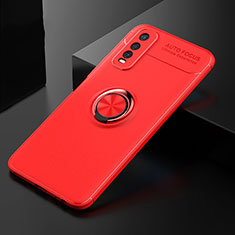 Funda Silicona Carcasa Ultrafina Goma con Magnetico Anillo de dedo Soporte SD1 para Vivo Y50t Rojo