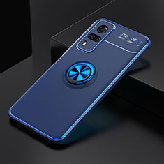 Funda Silicona Carcasa Ultrafina Goma con Magnetico Anillo de dedo Soporte SD1 para Vivo Y53s NFC Azul