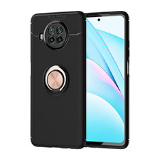 Funda Silicona Carcasa Ultrafina Goma con Magnetico Anillo de dedo Soporte SD1 para Xiaomi Mi 10i 5G Oro y Negro