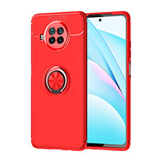 Funda Silicona Carcasa Ultrafina Goma con Magnetico Anillo de dedo Soporte SD1 para Xiaomi Mi 10i 5G Rojo