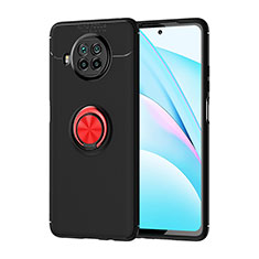Funda Silicona Carcasa Ultrafina Goma con Magnetico Anillo de dedo Soporte SD1 para Xiaomi Mi 10i 5G Rojo y Negro
