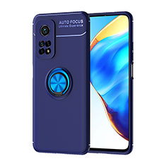 Funda Silicona Carcasa Ultrafina Goma con Magnetico Anillo de dedo Soporte SD1 para Xiaomi Mi 10T 5G Azul