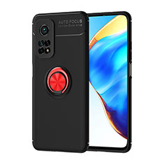 Funda Silicona Carcasa Ultrafina Goma con Magnetico Anillo de dedo Soporte SD1 para Xiaomi Mi 10T Pro 5G Rojo y Negro