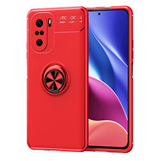 Funda Silicona Carcasa Ultrafina Goma con Magnetico Anillo de dedo Soporte SD1 para Xiaomi Mi 11i 5G Rojo