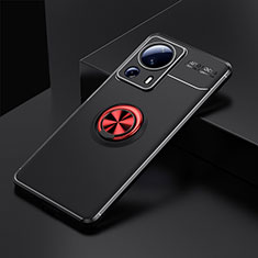 Funda Silicona Carcasa Ultrafina Goma con Magnetico Anillo de dedo Soporte SD1 para Xiaomi Mi 12 Lite NE 5G Rojo y Negro