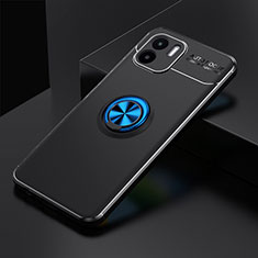 Funda Silicona Carcasa Ultrafina Goma con Magnetico Anillo de dedo Soporte SD1 para Xiaomi Poco C50 Azul y Negro
