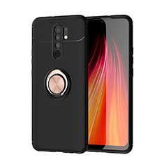 Funda Silicona Carcasa Ultrafina Goma con Magnetico Anillo de dedo Soporte SD1 para Xiaomi Poco M2 Oro y Negro