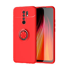 Funda Silicona Carcasa Ultrafina Goma con Magnetico Anillo de dedo Soporte SD1 para Xiaomi Poco M2 Rojo