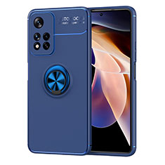 Funda Silicona Carcasa Ultrafina Goma con Magnetico Anillo de dedo Soporte SD1 para Xiaomi Poco X4 NFC Azul