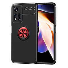 Funda Silicona Carcasa Ultrafina Goma con Magnetico Anillo de dedo Soporte SD1 para Xiaomi Poco X4 NFC Rojo y Negro