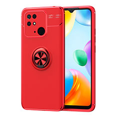 Funda Silicona Carcasa Ultrafina Goma con Magnetico Anillo de dedo Soporte SD1 para Xiaomi Redmi 10 Power Rojo